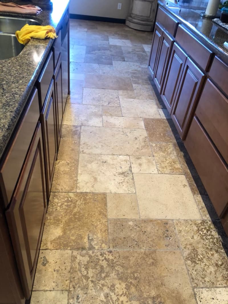 Stone tile hallway after cleaning