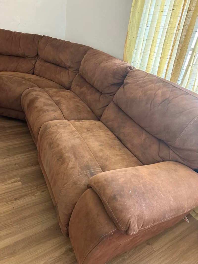 Sectional sofa before cleaning