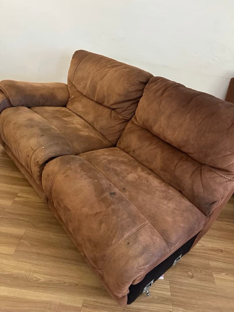 Loveseat before cleaning