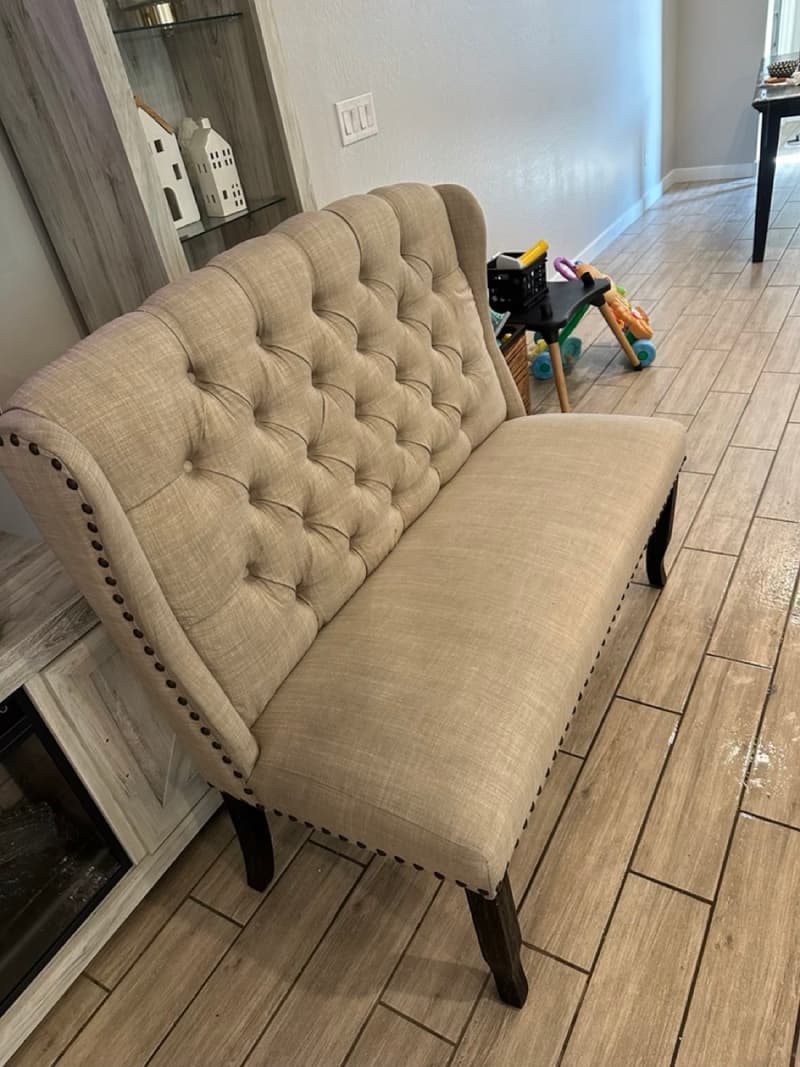 Upholstered bench after cleaning