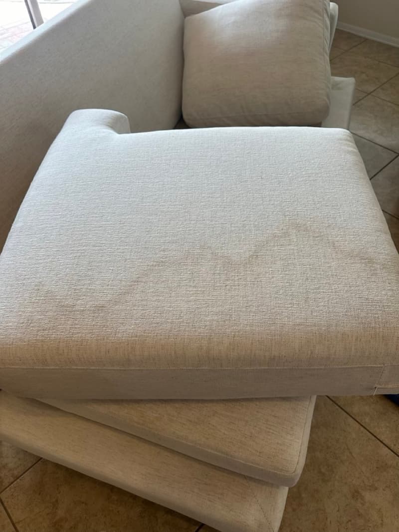 Sofa cushion before cleaning